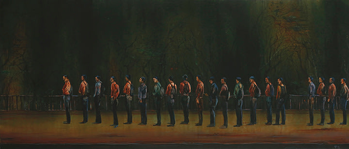 Sujith S.N., Archetype, 2018, Watercolor on paper, 35 x 82 in