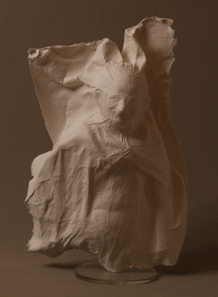 Ravikumar Kashi Shroud of Bapu - 5, 2020 Cast cotton rag pulp 12h x 8w x 3.5d in