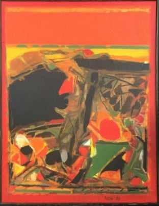 S.H Raza Gorbio 1976 Acrylic on canvas 16 x 13 in.