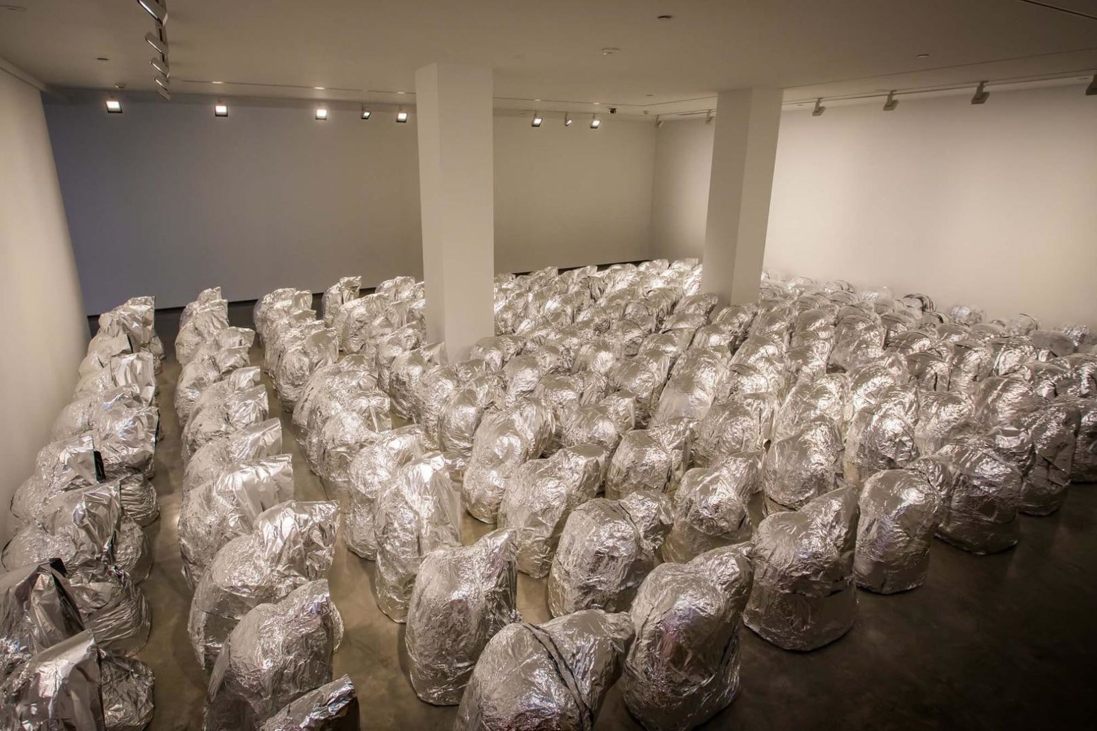  Kader Attia, Ghost, 2007/2017, installation view, Kader Attia, Museum of Contemporary Art Australia, Sydney, 2017, aluminium foil, courtesy the artist and Galerie Nagel Draxler, Berlin/Cologne, image courtesy the artist and Museum of Contemporary Art Australia &copy; the artist, photograph: Anna Kučera