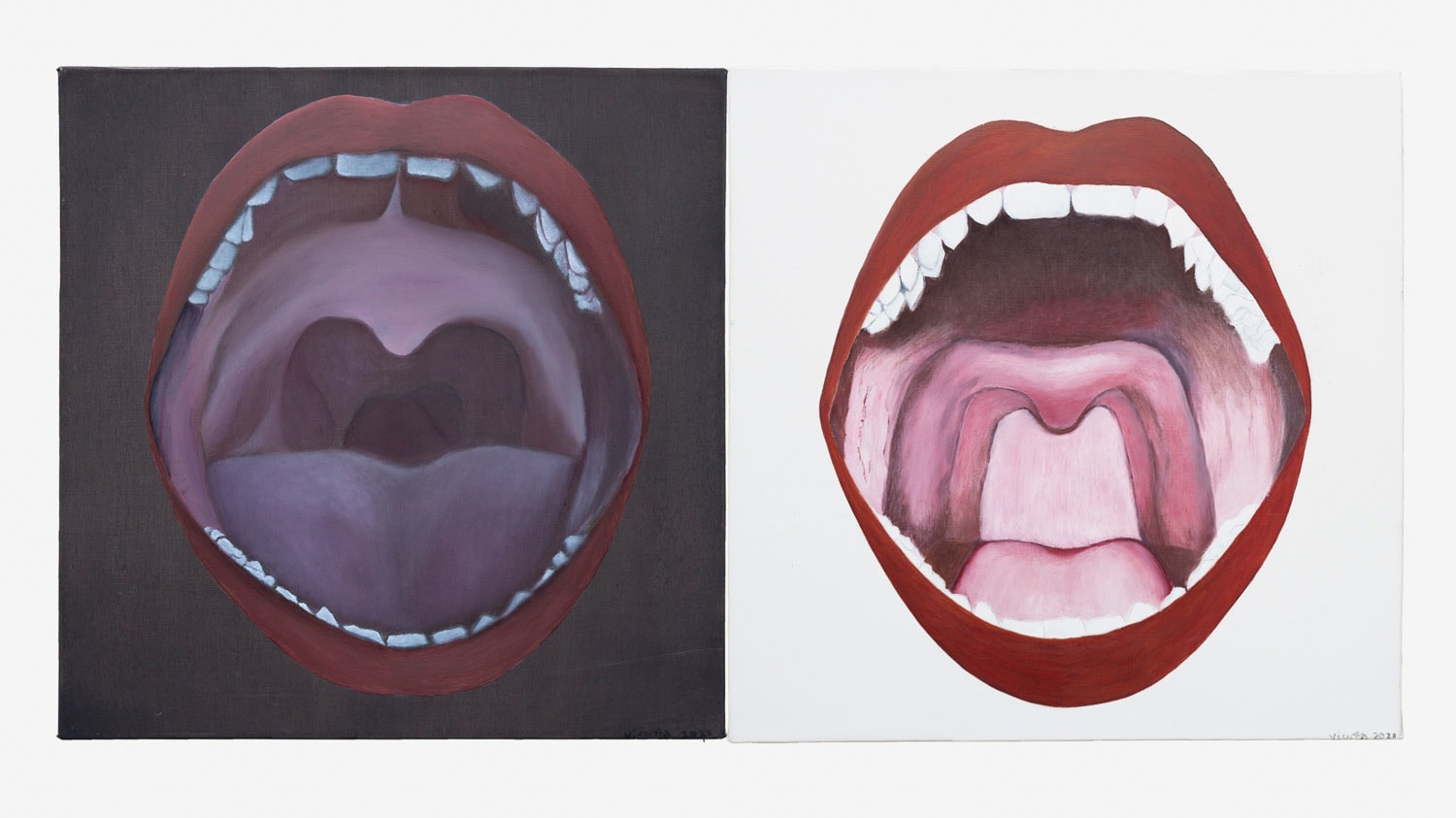 CECILIA VICUÑA Black &amp;amp; White Mouth (Diptych), 2021