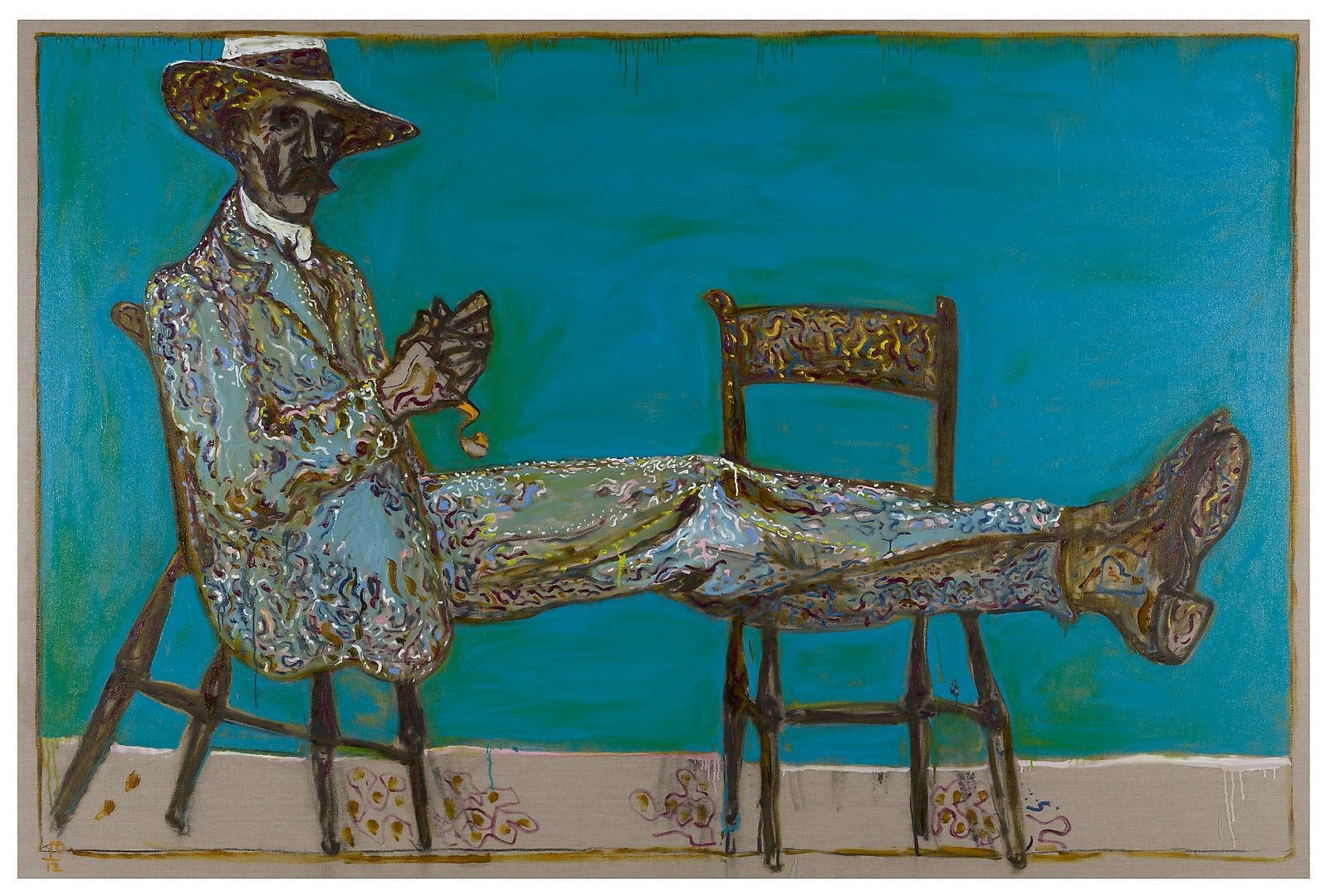 BILLY CHILDISH Man on Chairs (Peeling Orange), 2012