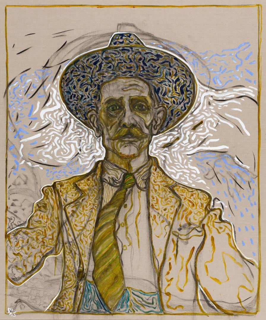 BILLY CHILDISH self portrait with tie, 2015