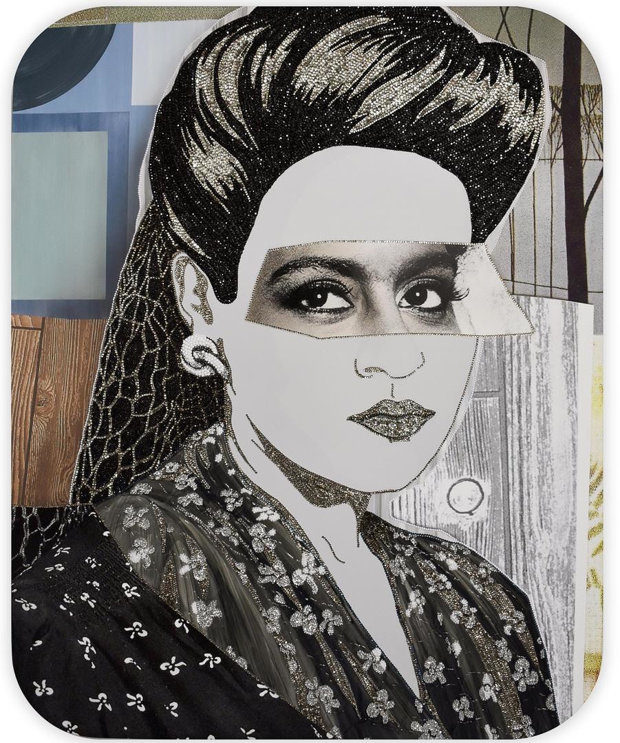 MICKALENE THOMAS Clarivel with Black Blouse and White Ribbon, 2016