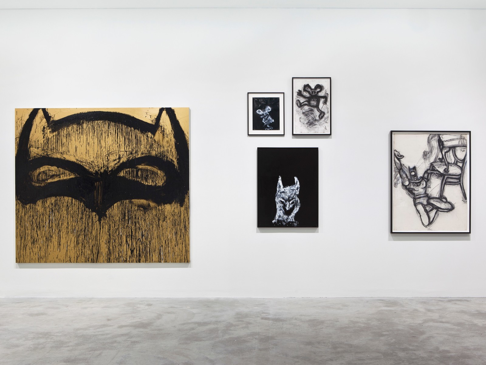 Installation view, Joyce Pensato: I Killed Kenny, Contemporary Art Museum St. Louis, 2014.