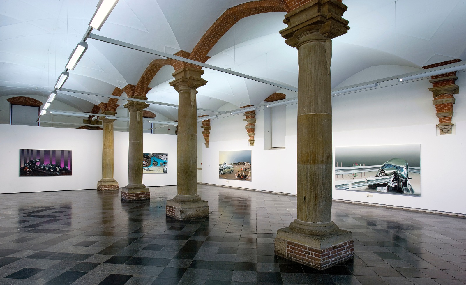 Installation view, Dirk Skreber, Killer Wheels, Frans Hals Museum, Haarlem, Netherlands, 2009