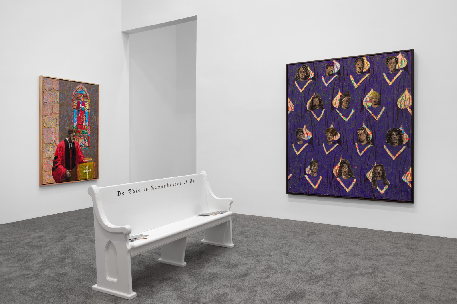 Derek Fordjour: SELF MUST DIE. Installation view. Petzel Gallery, New York. November 12 - December 19, 2020.