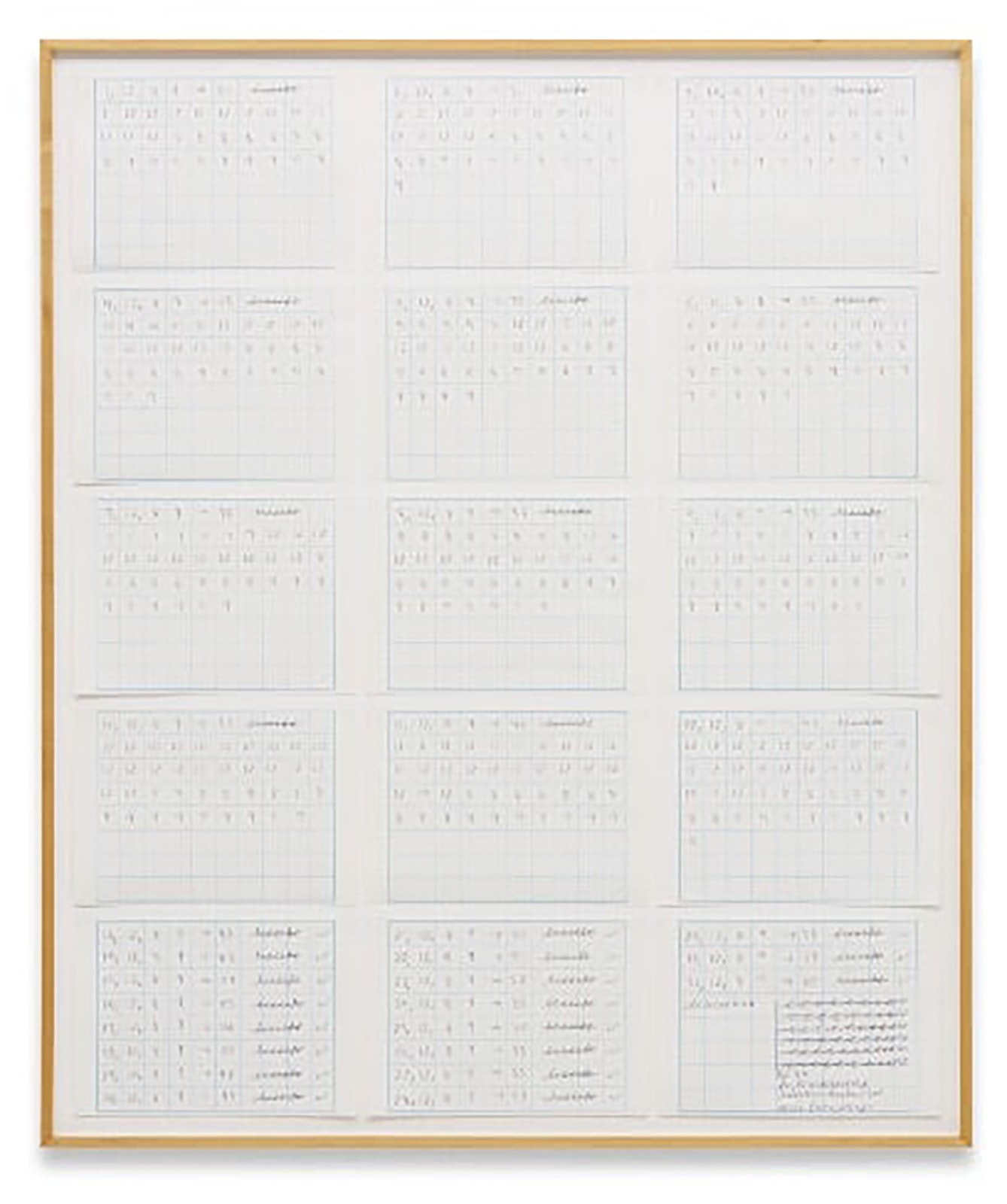 Hanne Darboven, Tagesrechnung Monat Dezember, 1989, 1989