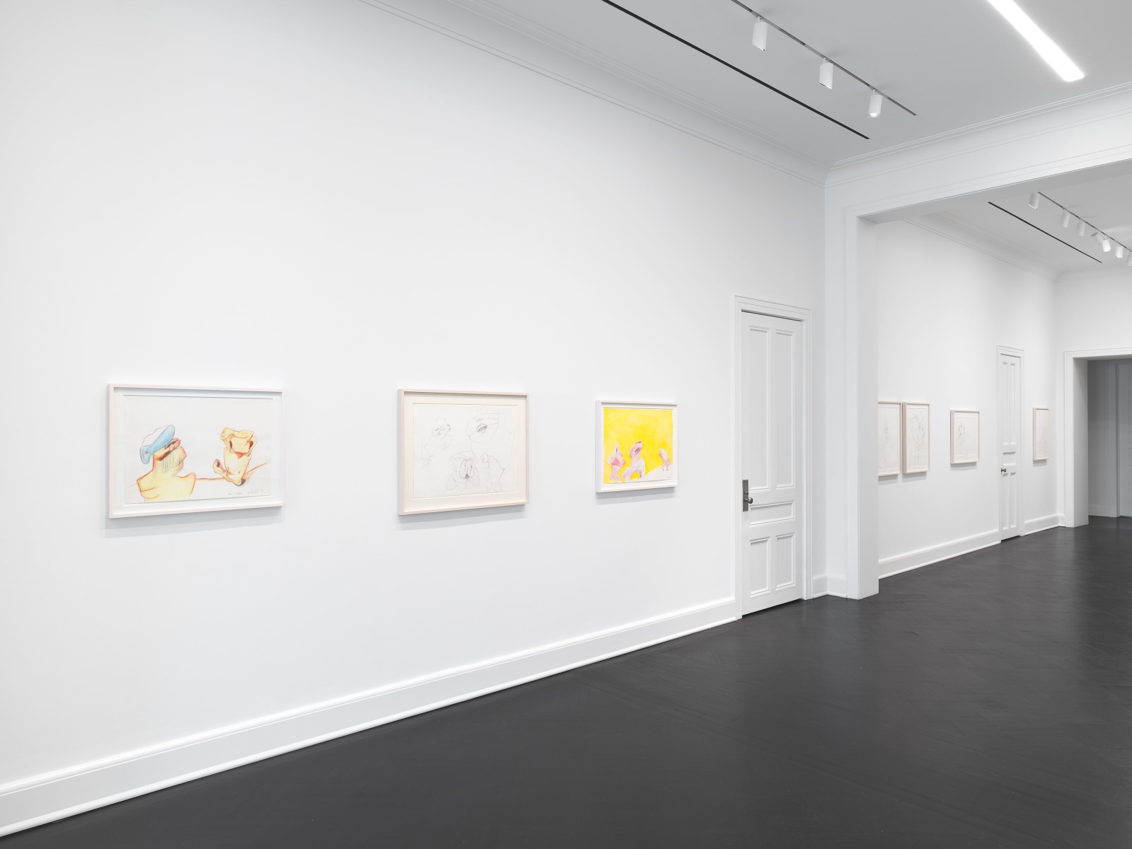 Installation view, Maria Lassnig, Drawings, Petzel, 2024