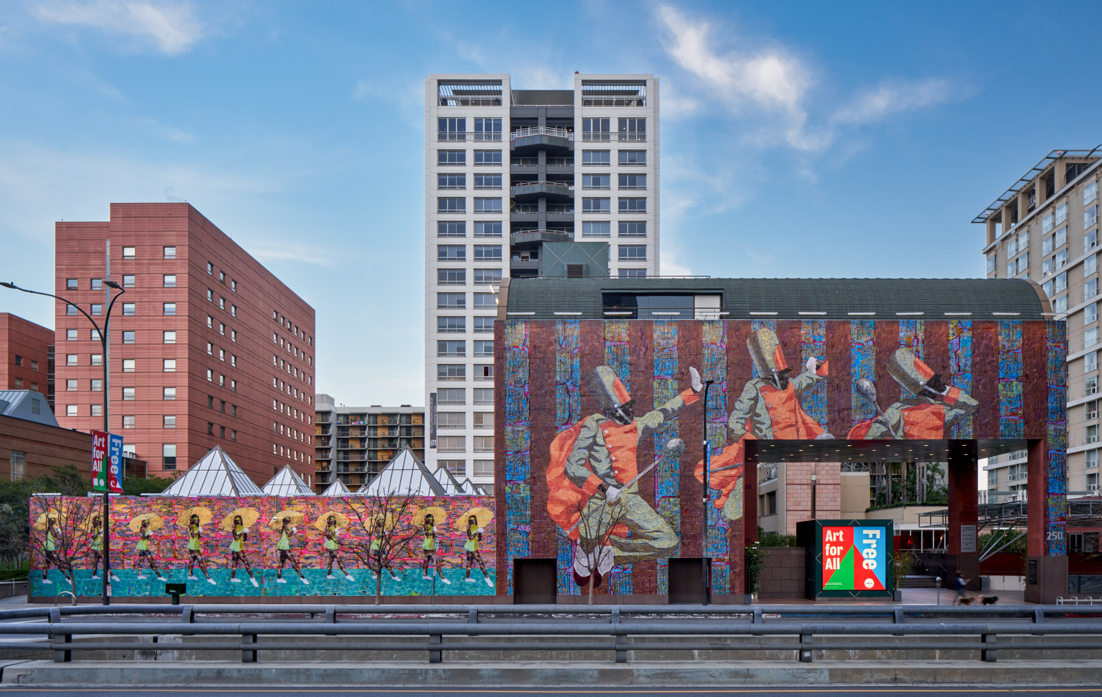 Derek Fordjour: Sonic Boom. Installation view. Museum of Contemporary Art, Los Angeles. March 28, 2022 - ongoing.