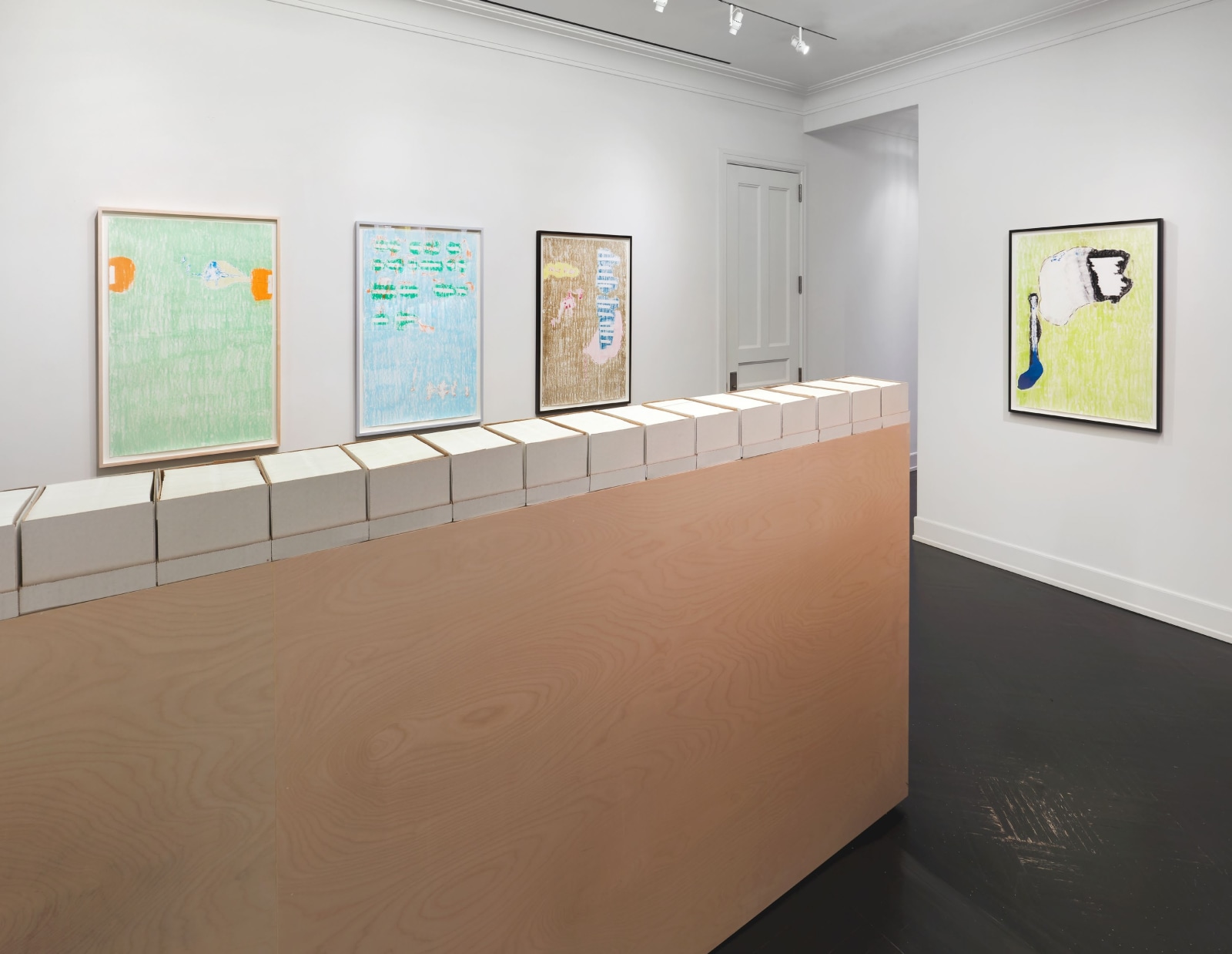 Installation view, Hanne Darboven, Wade Guyton, Allan McCollum, Stephen Prina, Samson Young, Petzel, 2021