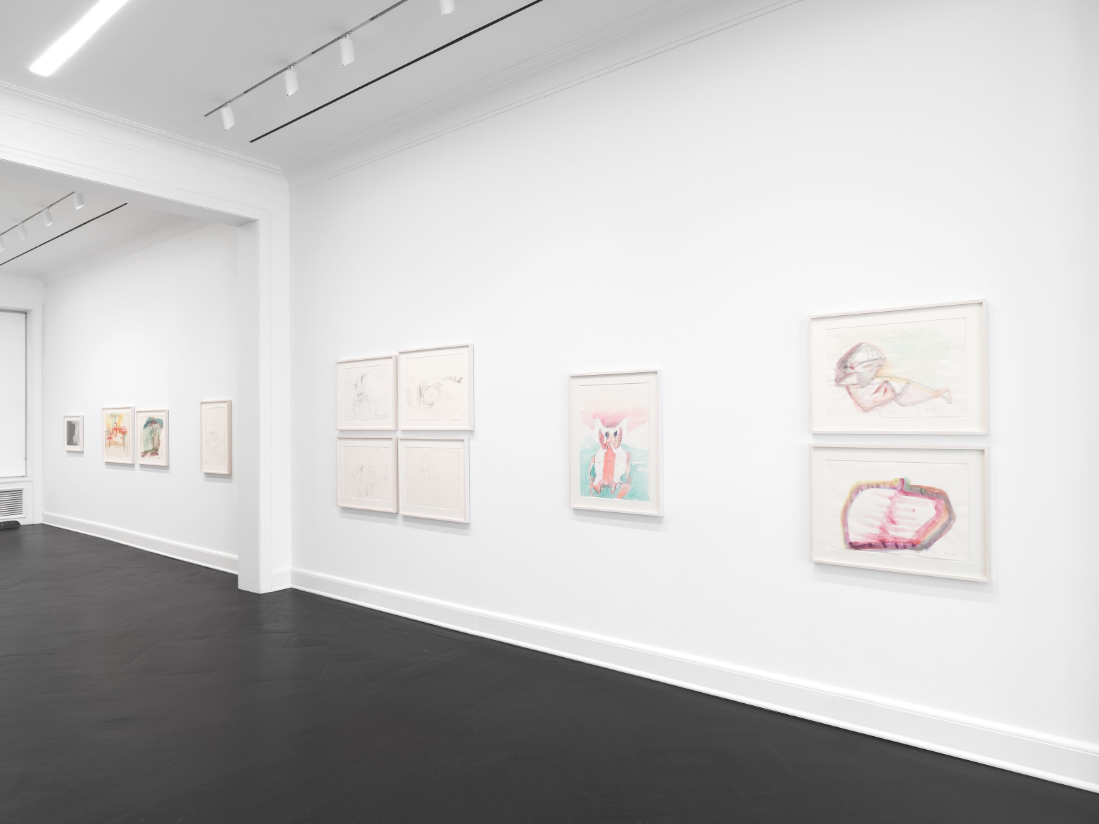 Installation view, Maria Lassnig, Drawings, Petzel, 2024