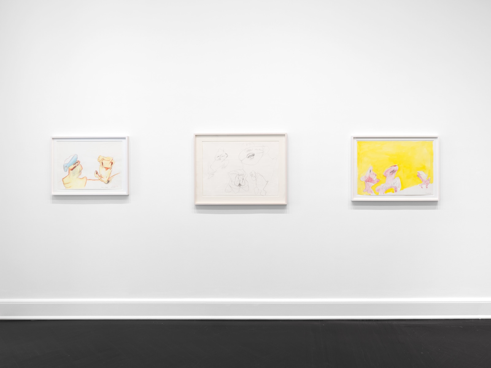 Installation view, Maria Lassnig, Drawings, Petzel, 2024