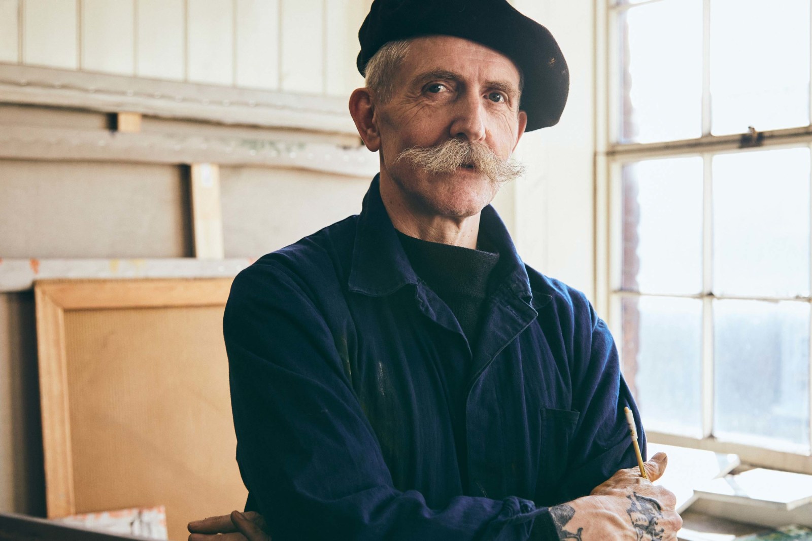 Portrait of Billy Childish in his UK Studio, 2024, Photo by Ellie Smith