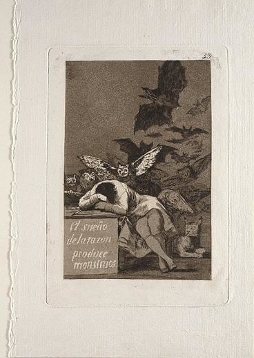 FRANCISCO DE&nbsp;GOYA&nbsp;Y&nbsp;LUCIENTES, The Sleep of Reason Brings Forth Monsters, from the series Los Caprichos (plate 43 from Los Caprichos), 1797-98