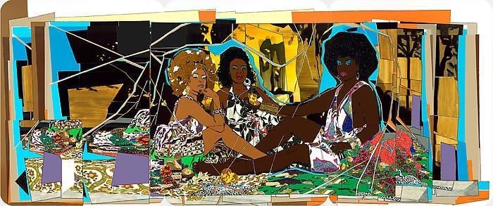 MICKALENE THOMAS Le d&eacute;jeuner sur l&#039;herbe: Les Trois Femmes Noires, 2009 