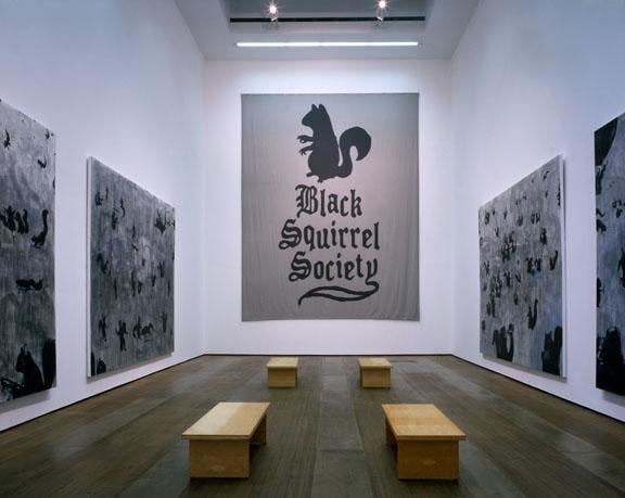 Mario Ybarra Jr. Black Squirrel Society installation view 1