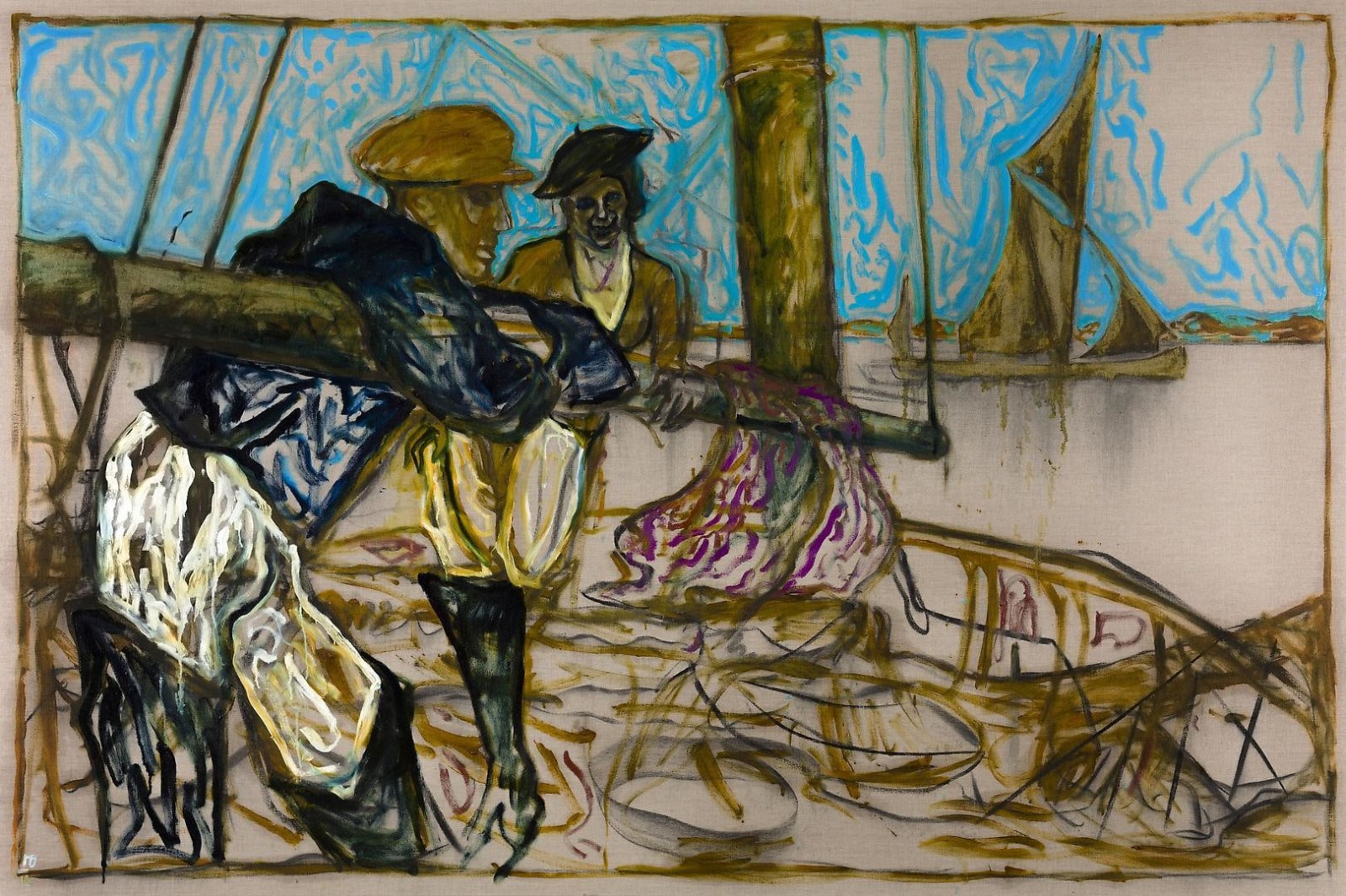 BILLY CHILDISH Man and Woman Leaning on Boom (Oyster Catchers, Thames Estuary 1932), 2012