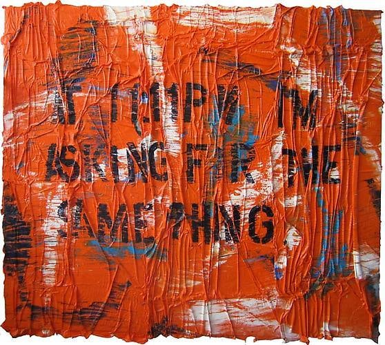  ANGEL OTERO At 11:11 PM I&#039;m asking for the same thing, 2011 collaged oil paint skins on canvas 87 x 97.5 x 3 inches 221 x 247.7 x 7.6 cm LM14740