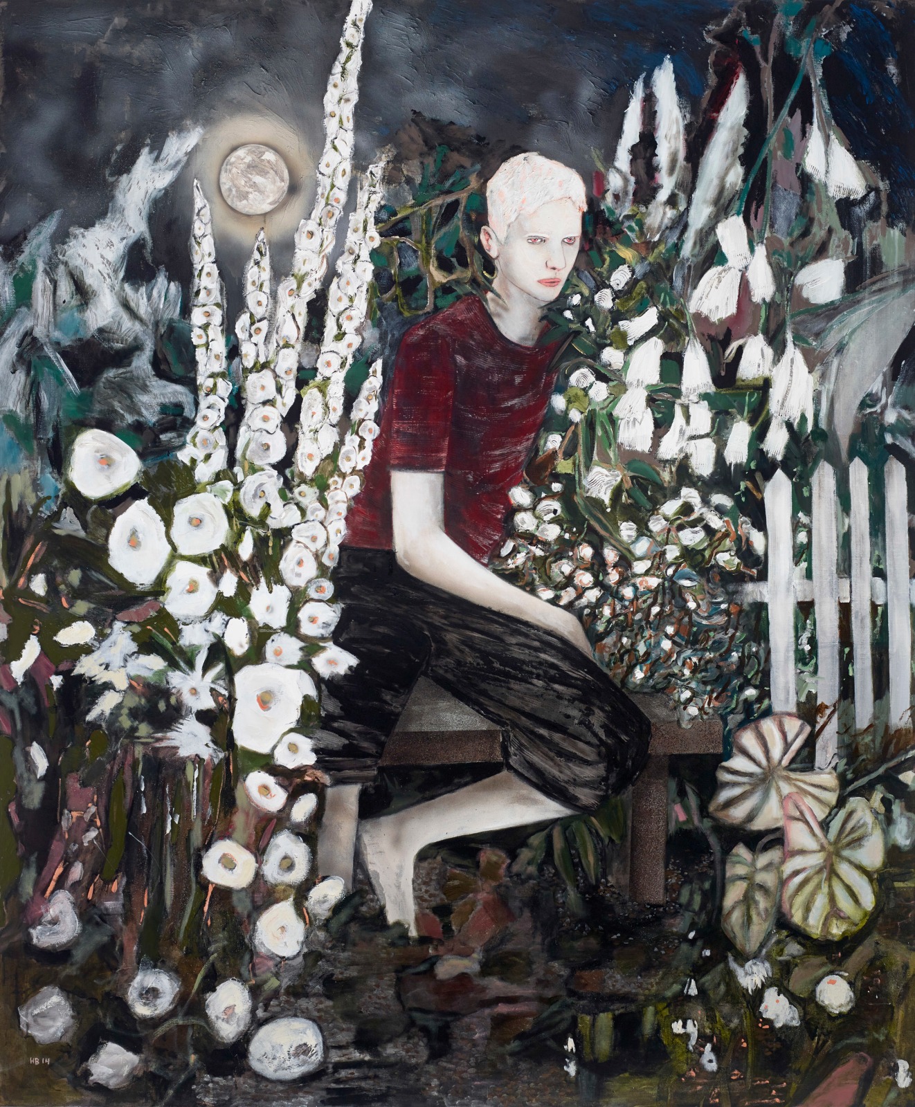 HERNAN BAS, Albino in a moonlight garden, 2014