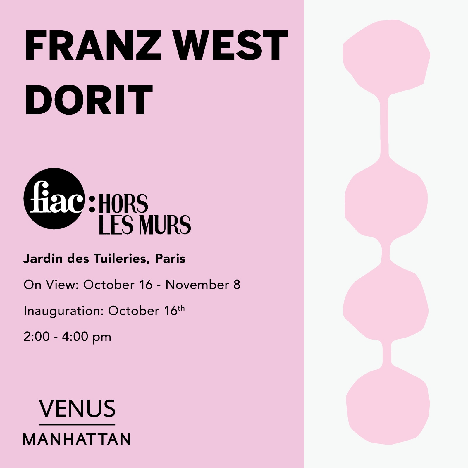 FIAC Hors les Murs - Franz West - Art Fairs - Venus Over Manhattan