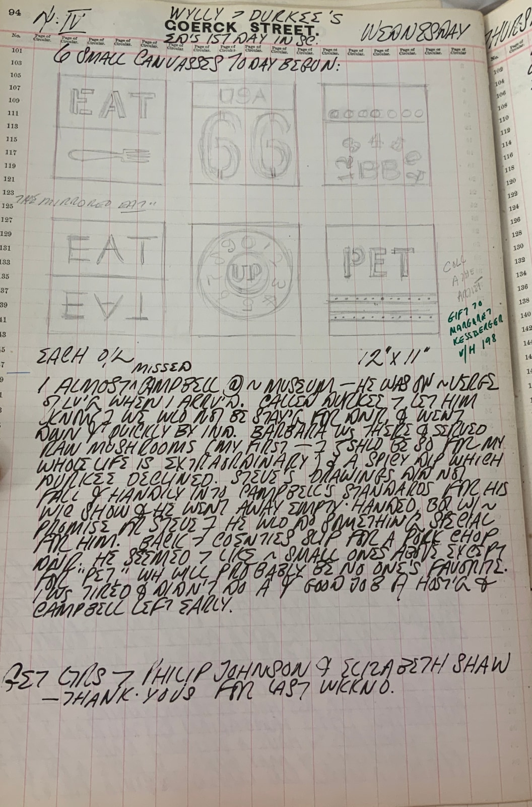 April 4, 1962 -  - Journals - Robert Indiana