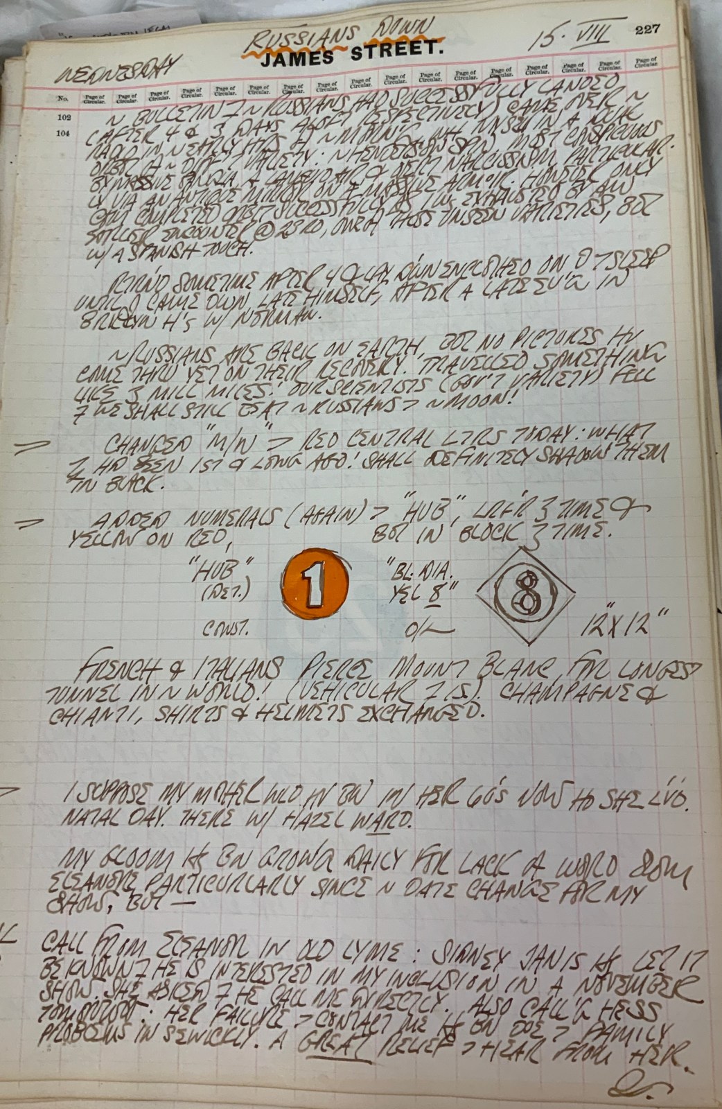 August 15, 1962 -  - Journals - Robert Indiana