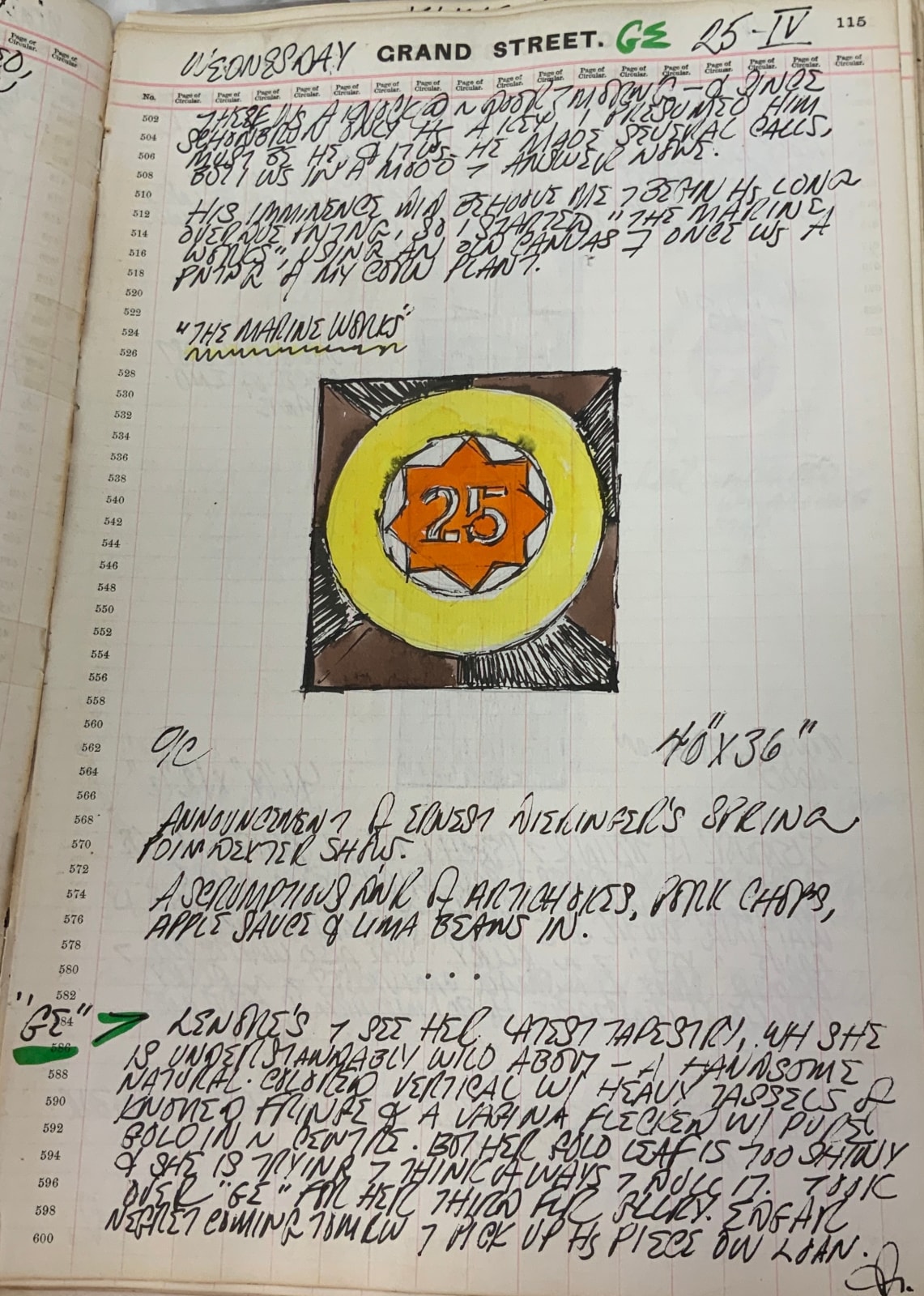 April 25, 1962 -  - Journals - Robert Indiana