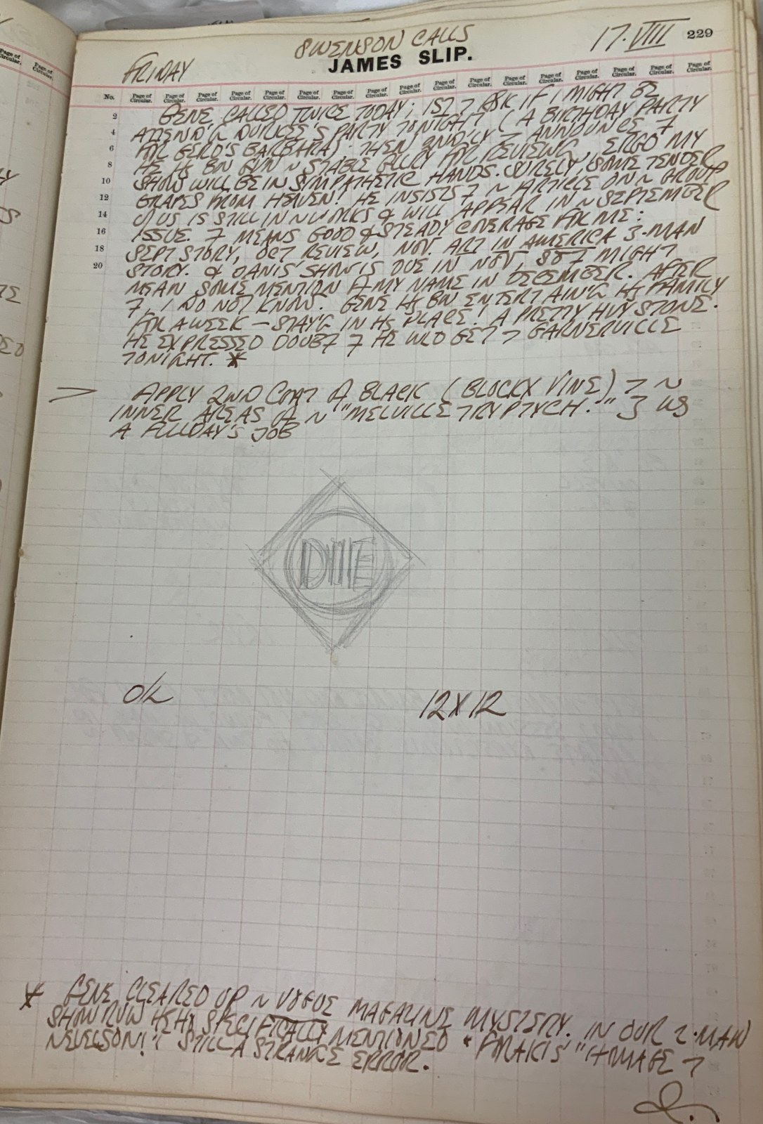 August 17, 1962 -  - Journals - Robert Indiana