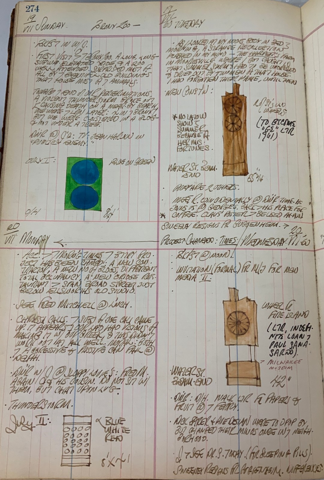 July 19–20, 1959, and July 19–20, 1960 -  - Journals - Robert Indiana