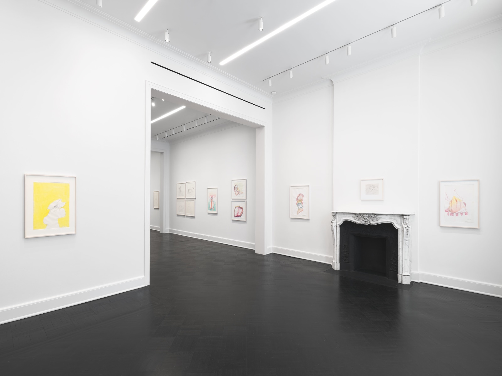 Installation view, Maria Lassnig, Drawings, Petzel, 2024