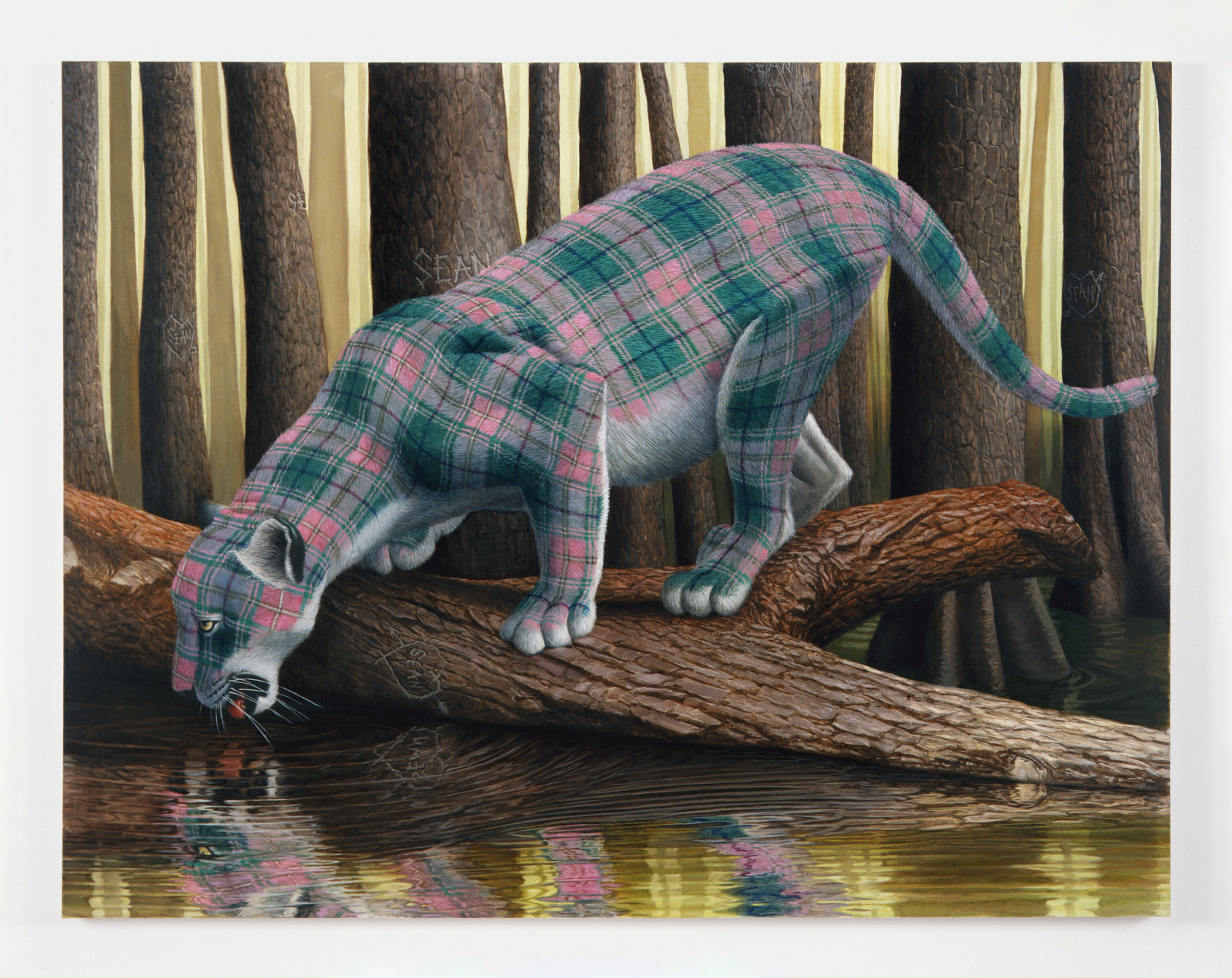 Sean Landers, The Urgent Necessity of Narcissism for the Artistic Mind (Jaguar), 2014, Oil on linen, 50 x 65 inches