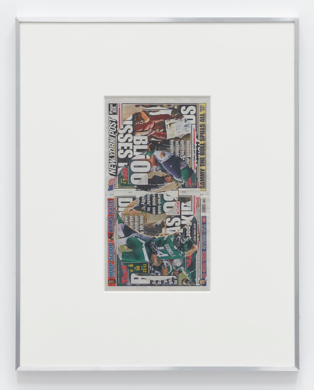 Walead Beshty, Blind Collage (Two 180&ordm; Rotations, New York Post, Tuesday, October 22, 2019)