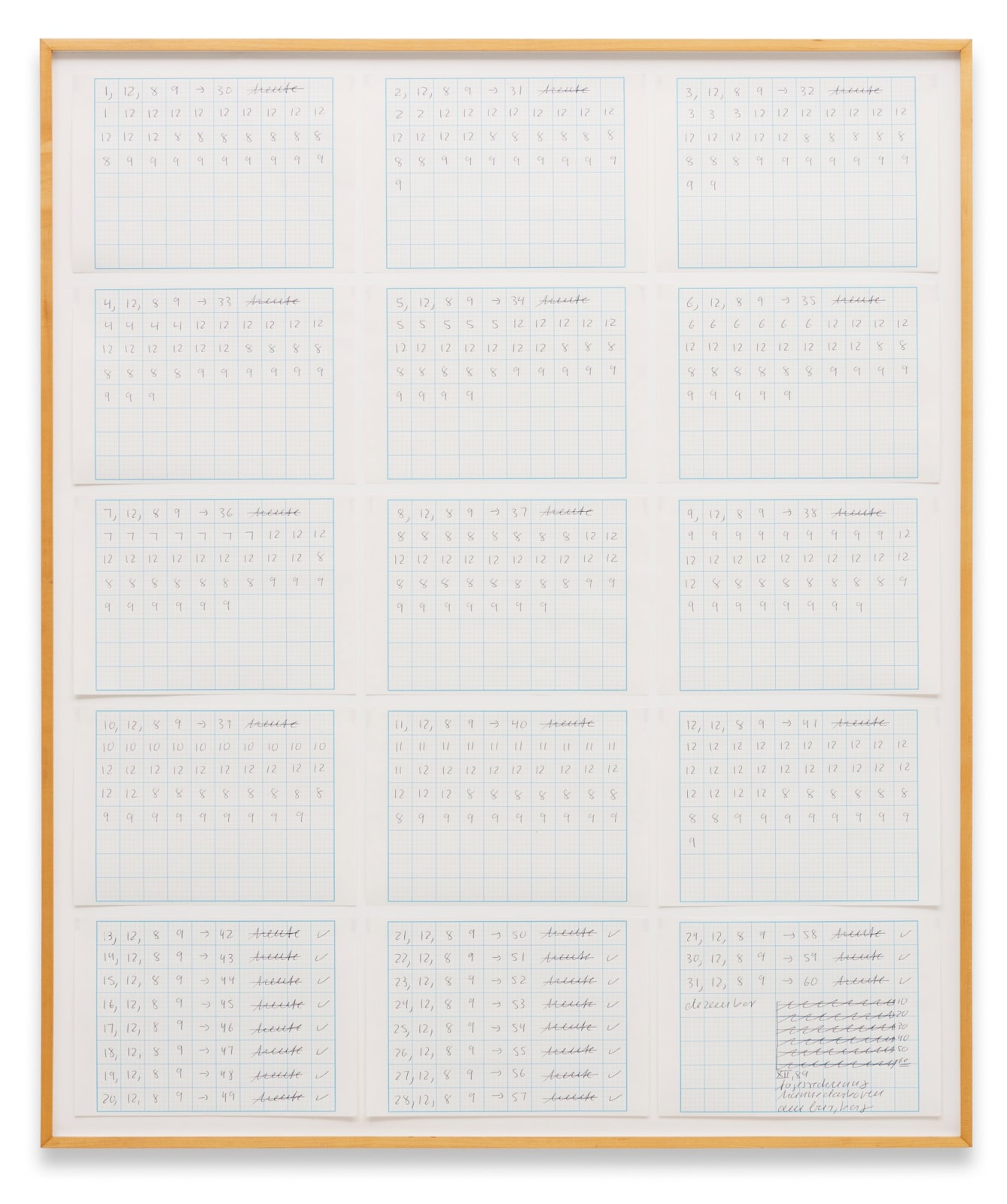 Hanne Darboven, Tagesrechnung Monat Dezember, 1989, 1989