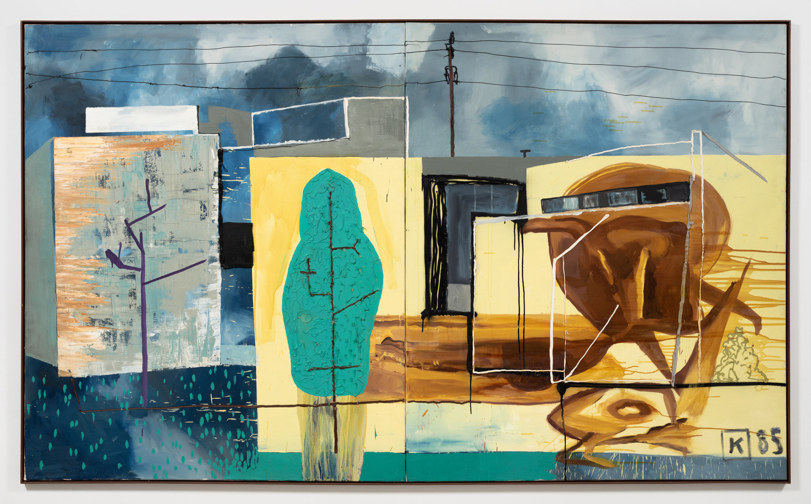 Martin Kippenberger, Betty Ford Clinic, 1985, Oil and lacquer on canvas, 70.75 x 118 inches, 180 x 300 cm