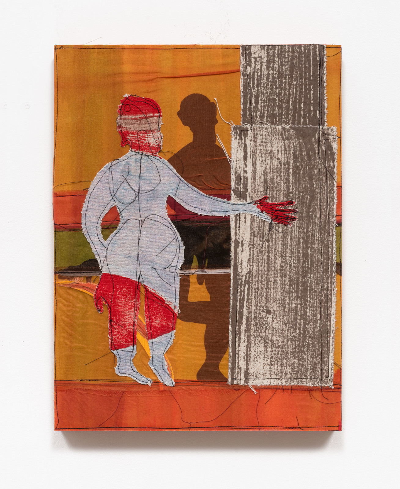 Tschabalala Self, Study 8 on Wood with Watching Figure