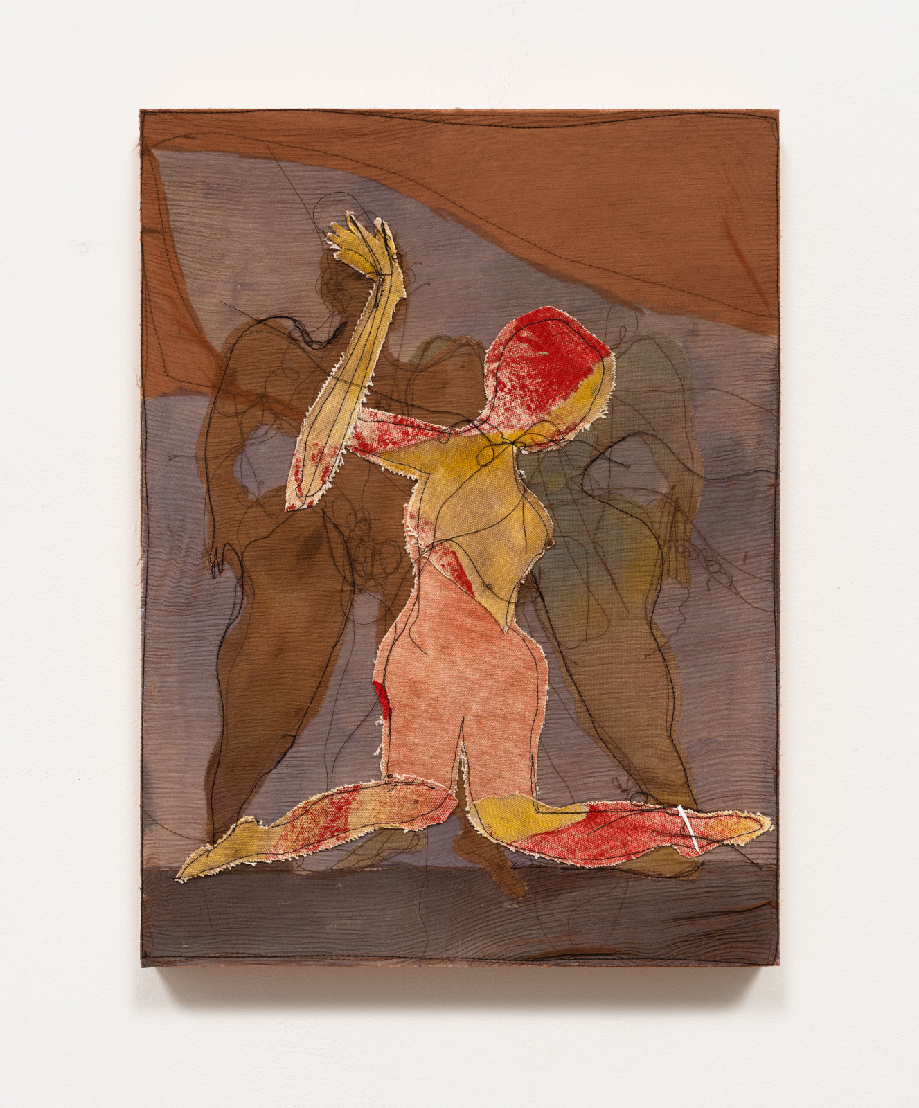 Tschabalala Self, Study 3 on Wood with Central Figure