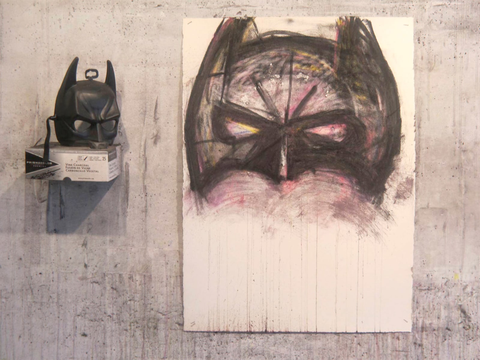 Batman drawing by Pensato in progress, 2013.
