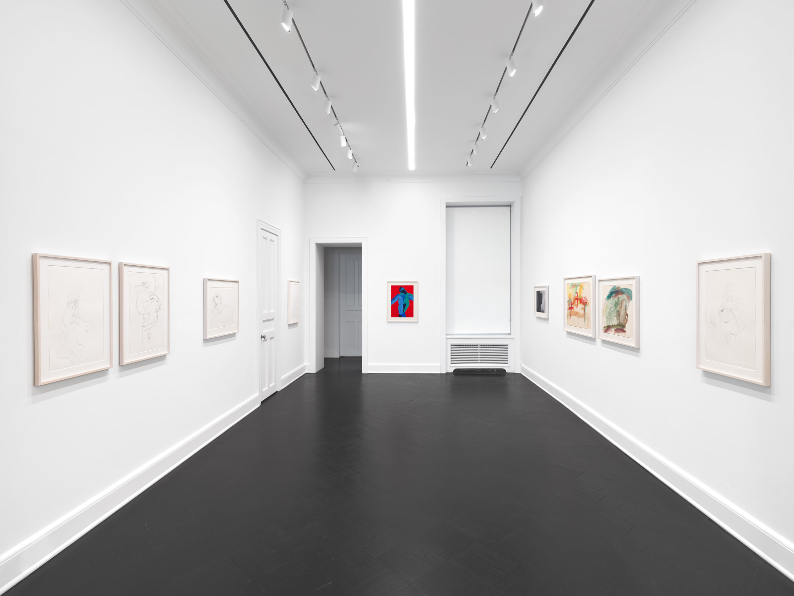 Installation view, Maria Lassnig, Drawings, Petzel, 2024