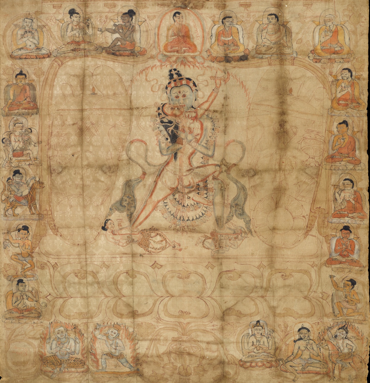 FOOTPRINT THANGKA OF DRIGUNG JIGTEN Tibet Late 12th/early 13th century