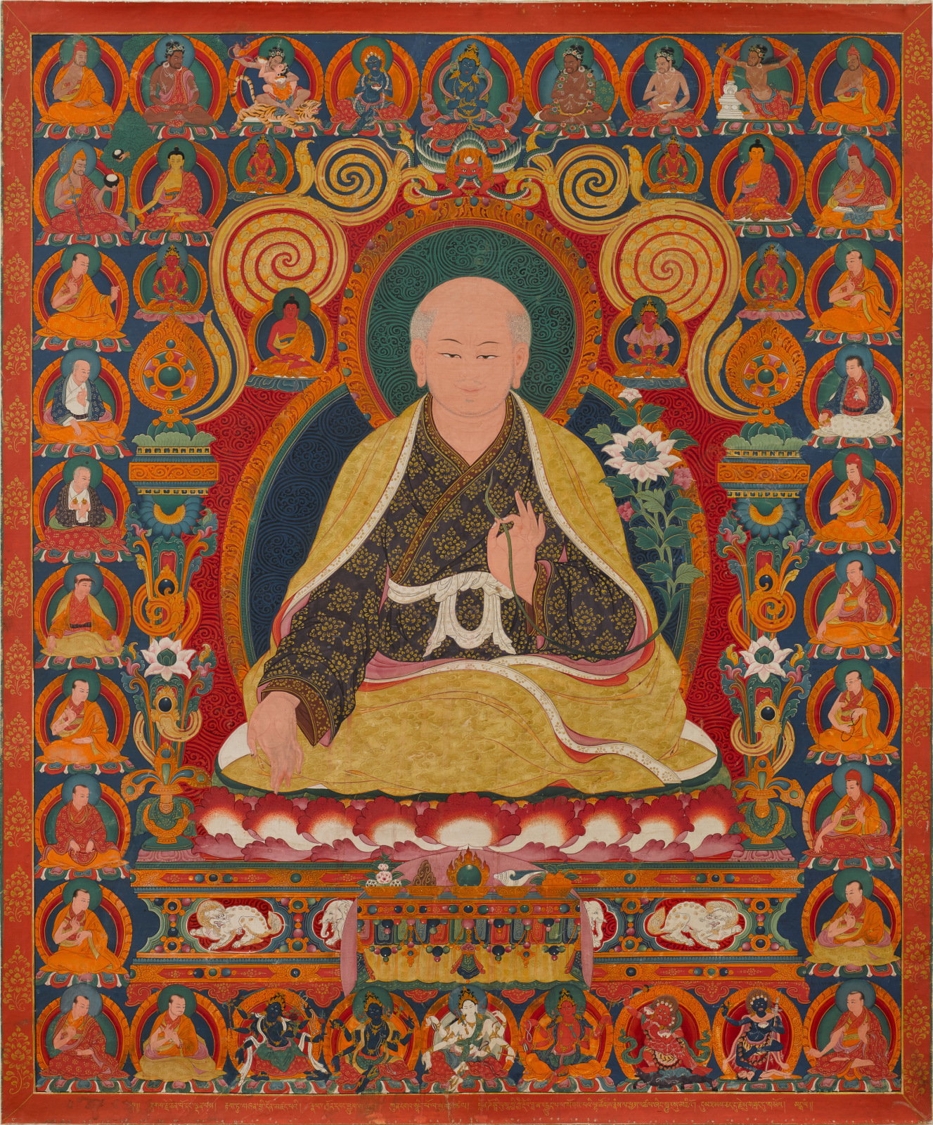 Timetan painting of Sachen Kunga Nyingpo (1092-1158), one of the Five Superiors of the Tibetan Sakya order