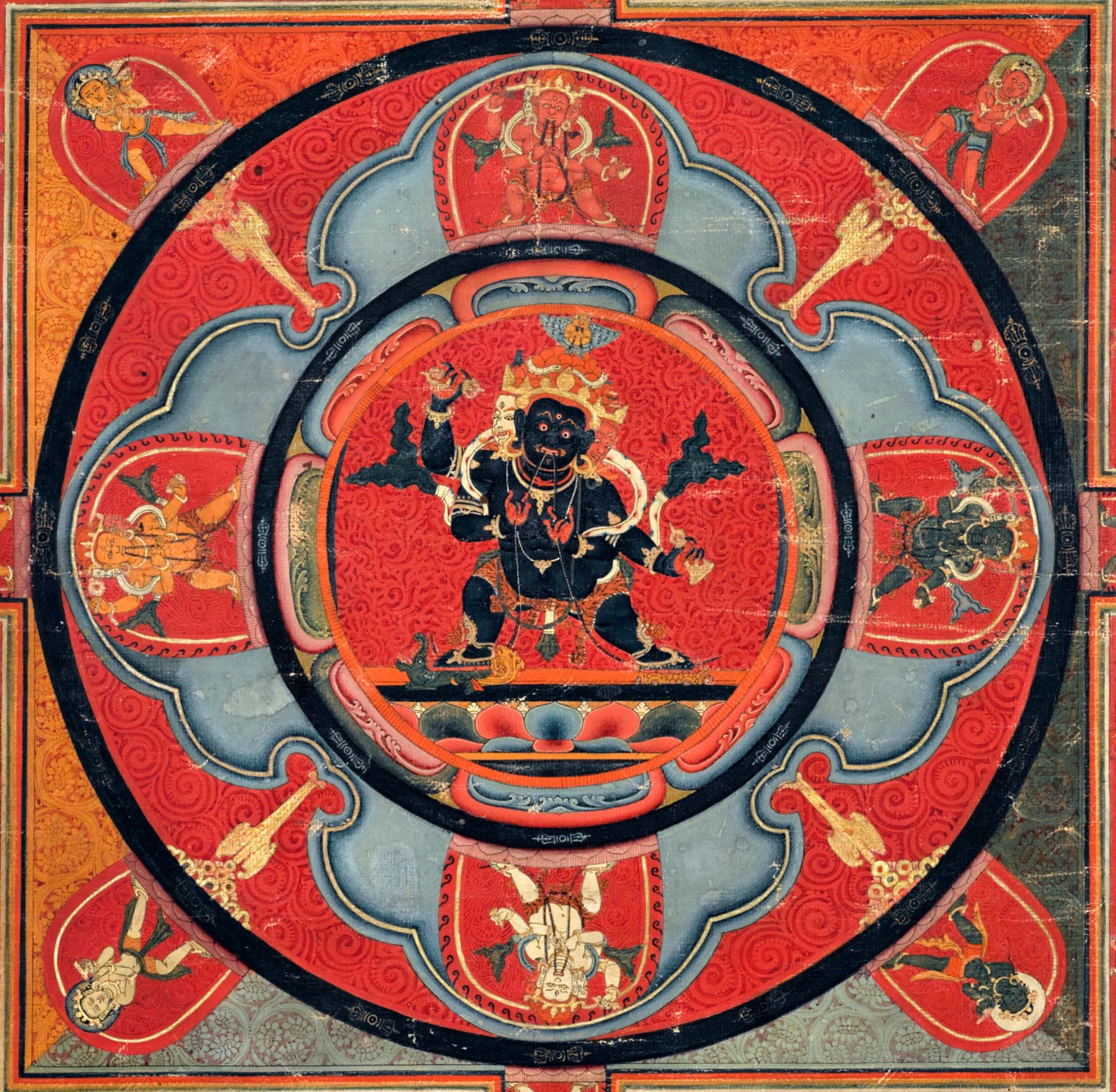 Detail of Tibetan Vajrapani Mandala paintings