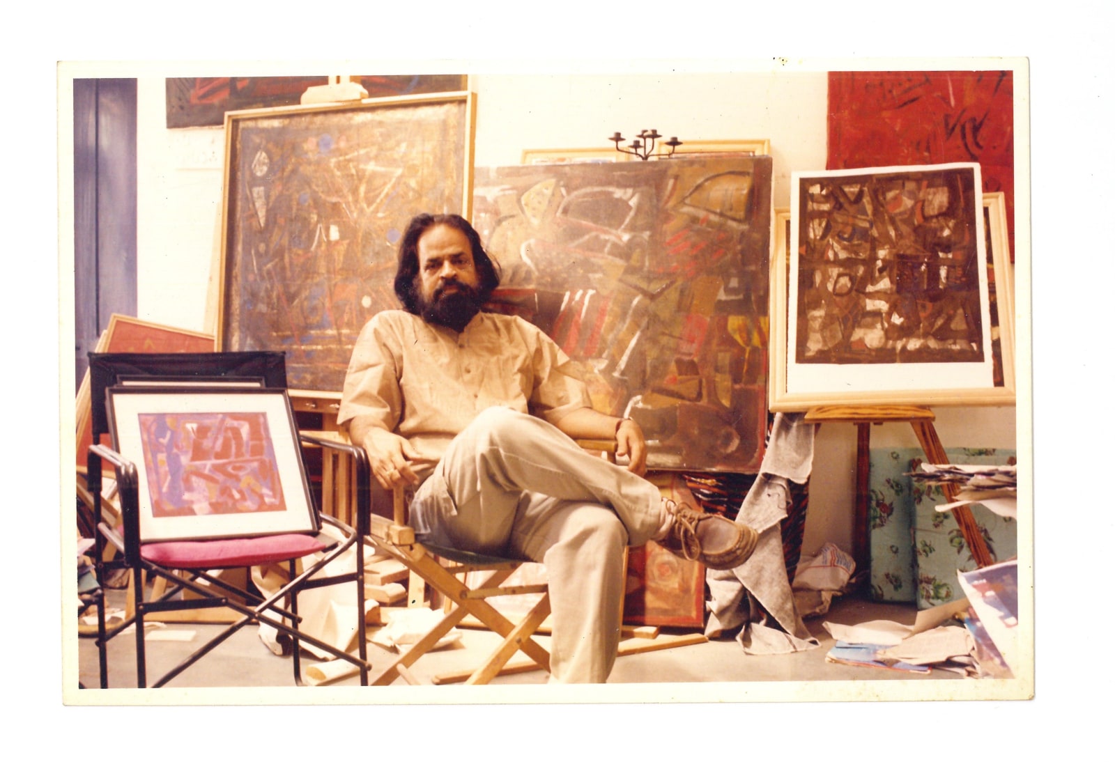 Portrait of the artist in his studio.