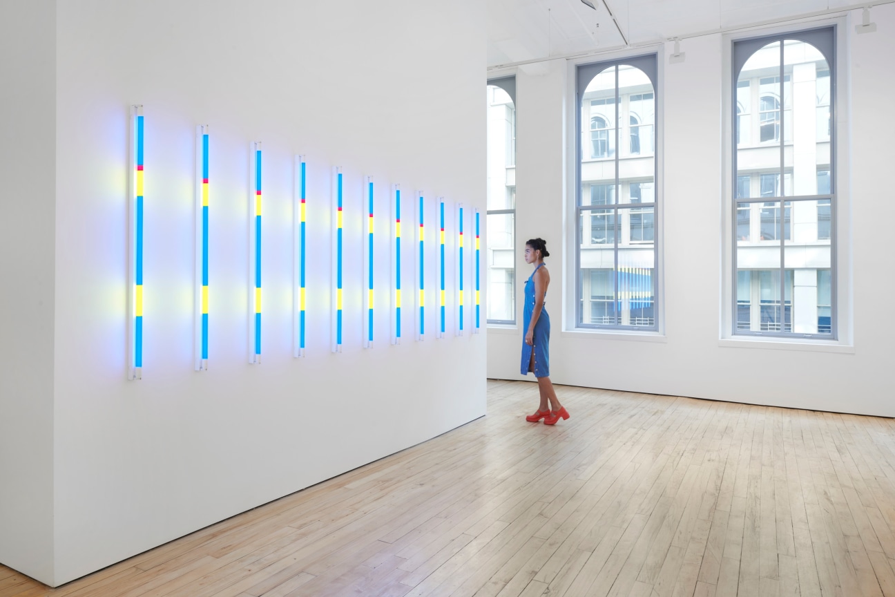 Installation view of Spencer Finch:We send the wave to find the wave at James Cohan Gallery 52 Walker Street