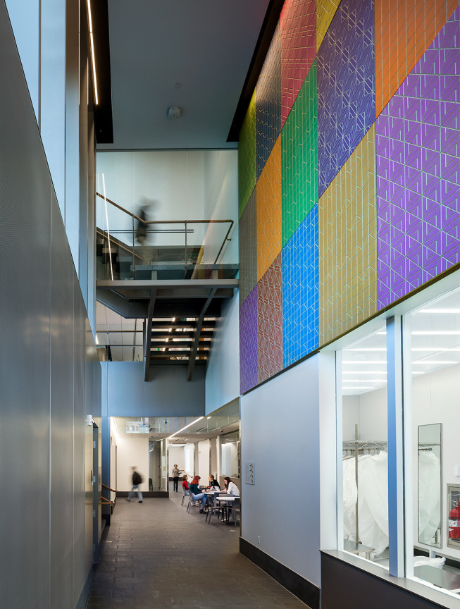 Plywood paneling, fretted glass, ceramic tile, wood and porcelain flooring, and concrete pavers