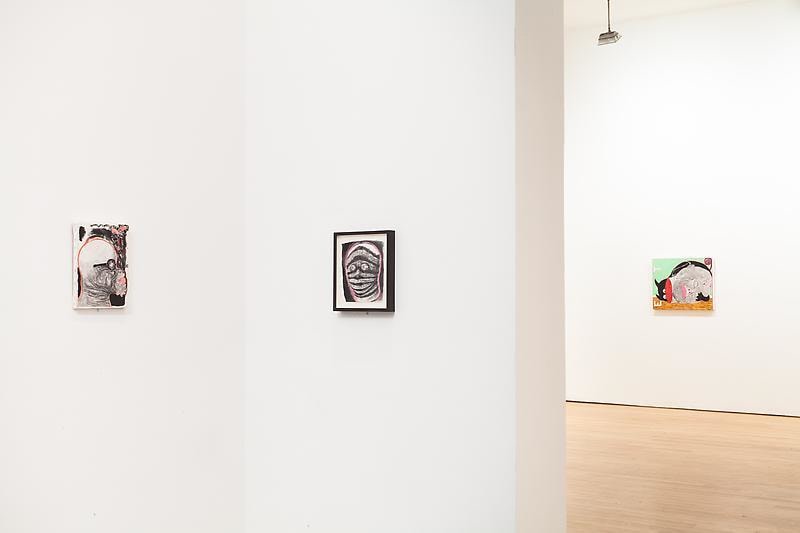 installation view of three artworks
