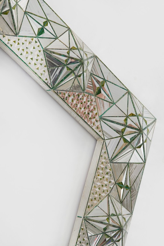 glass pieces forming different geometric shapes