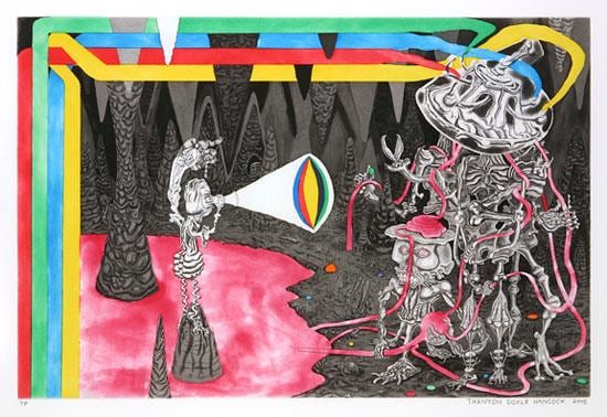 strange anthropomorphic creatures in a cave