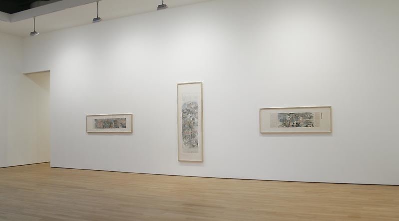 installation view of several artworks