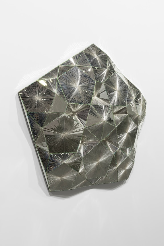 Installation view, Monir Shahroudy Farmanfarmaian,&nbsp;Third Family, 2011,&nbsp;Series of 8 sculptures,&nbsp;Reverse painted glass, mirrored glass, and plaster,&nbsp;Dimensions variable, Art Basel Unlimited, Switzerland